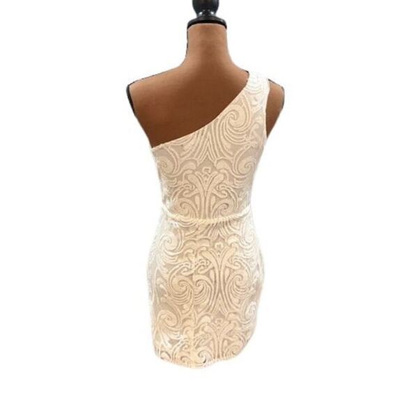 Lulus Madina White Sequin One-Shoulder Bodycon Mini Dress – Size Small - Picture 8 of 13